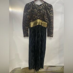 Elegant Black and Gold Lace Dress